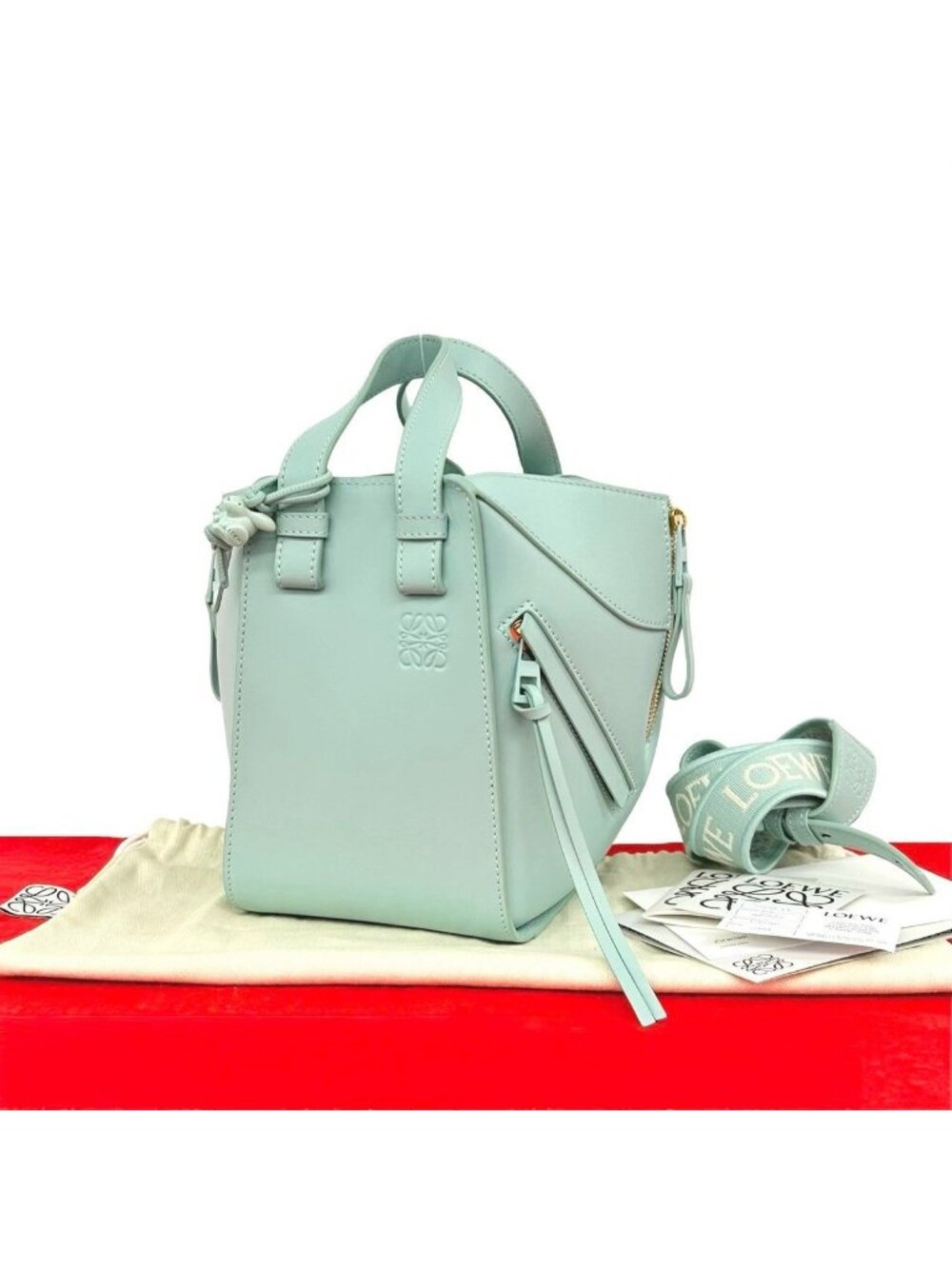 Loewe Hammock Compact Leather 2-Way Shoulder Bag Light Green